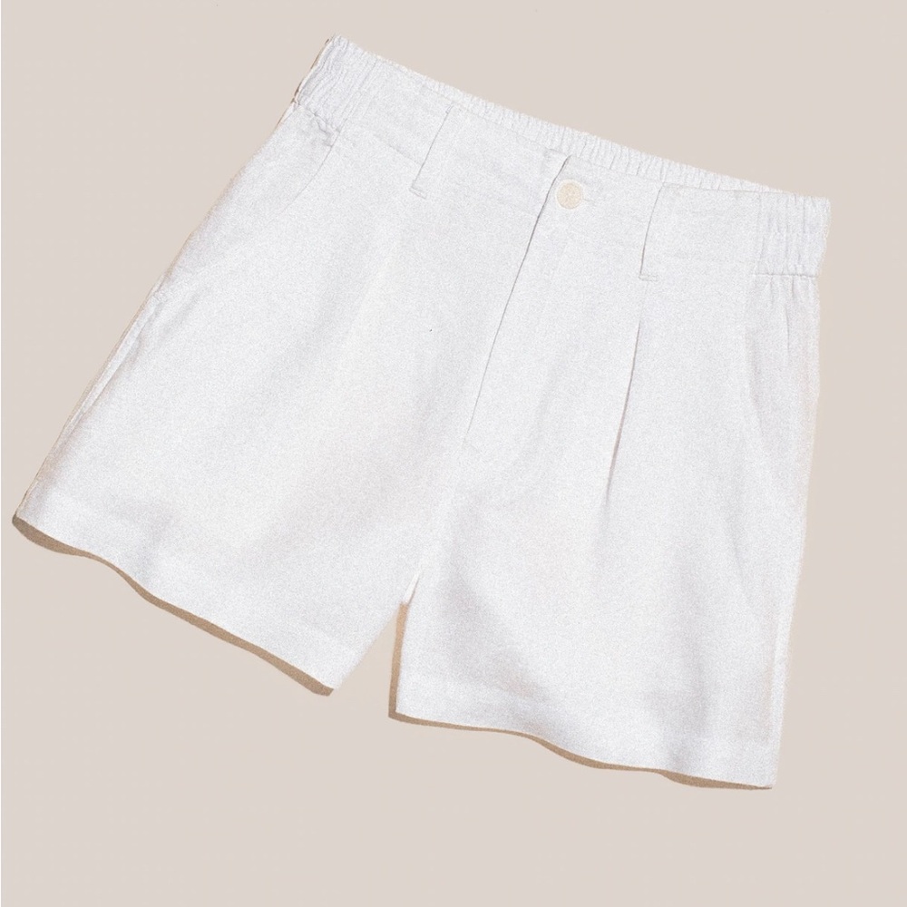Madewell The Beale High Waist White Linen Shorts - Picture 3 of 8